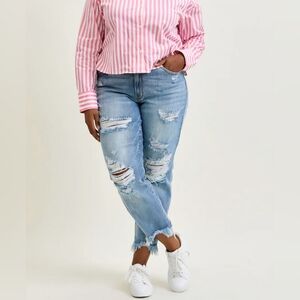 Judy Blue Alexis Light Bleach Splash Boyfriend Fit Jeans Womens Size 3/26